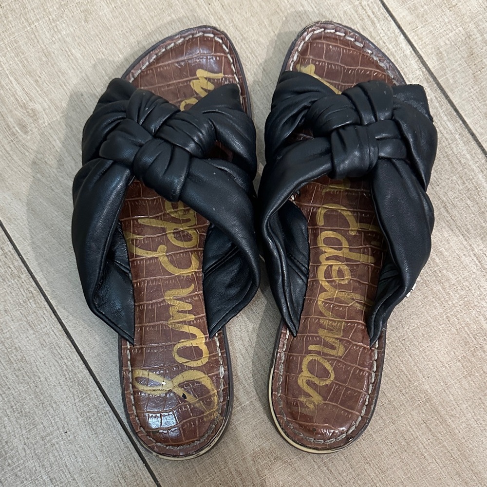 Sam Edelman Black Leather Slide Sandals
